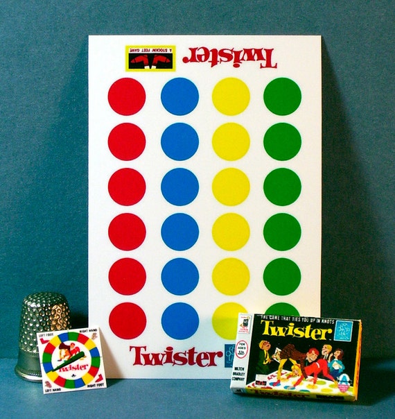 Twister Game 1966- Dollhouse Miniature 1:12 scale - Dollhouse Accessory  1960s Dollhouse party game Dollhouse Twister Game Box & Game Mat