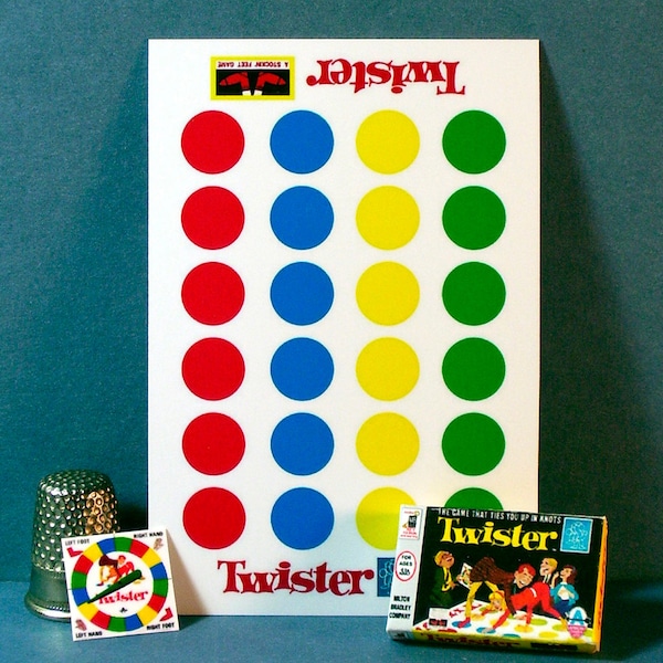 Twister Game 1966- Dollhouse Miniature 1:12 scale - Dollhouse Accessory  1960s Dollhouse party game  Dollhouse Twister Game Box & Game Mat