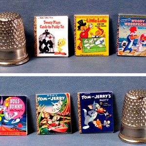 1950s Cartoons -  6 Little Golden Books  - Dollhouse Miniature - 1:12 scale - Bugs Bunny, Little Lulu, Woody Woodpecker, Tweety... more...
