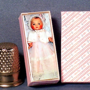 Toodles Doll Box   -  Dollhouse Miniature 1:12 scale - Dollhouse Accessory - 1950s Dollhouse girl baby nursery -PLEASE read the description!