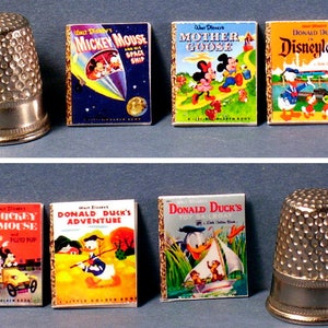 Mickey Mouse and Donald Duck - 6 Little Golden Books  - Dollhouse Miniature 1:12 scale - Mickey Mouse Pluto Pup Donald in Disneyland more...