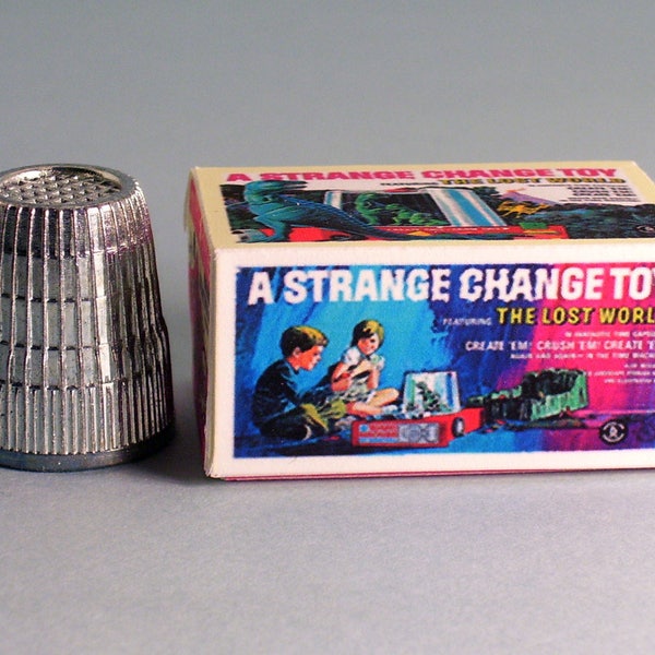 A Strange Change Toy - The Lost World Box - Dollhouse Miniature 1:12 scale - 1960s Dollhouse boy girl dinosaur toy - Dollhouse Accessory