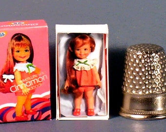 Cinnamon Doll Box  -  Dollhouse Miniature 1:12 scale  Dollhouse Accessory - 1970s Dollhouse girl -PLEASE read the description!