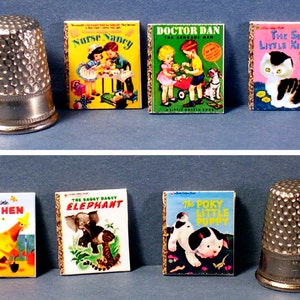 Classic Favorites - 6 Little Golden Books -  Dollhouse Miniature 1:12 scale - Dollhouse nursery books  Poky Puppy, Shy Kitten, Red Hen more