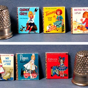 Doll Covers -  6 Little Golden Books  - Dollhouse Miniature - Dollhouse girl toy books - My Dolly and Me, Tammy, Betsy McCall, Ginger, more