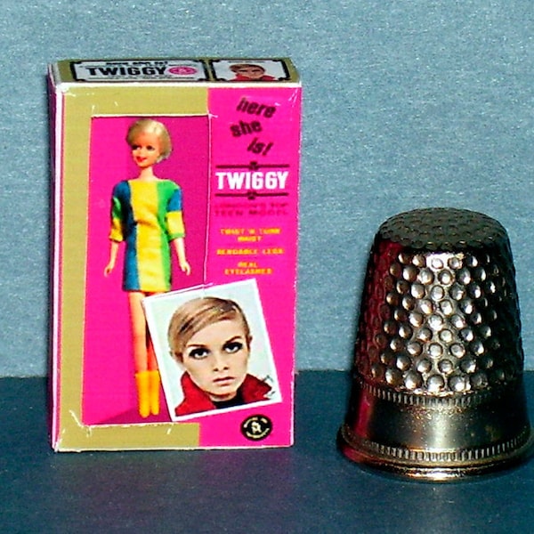 Twiggy Doll Box -  Dollhouse Miniature - 1:12 scale - Dollhouse accessory - 1960s Mod dollhouse girl -PLEASE read the description!