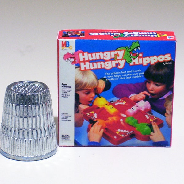 Hungry Hungry Hippos Game - Dollhouse Miniature - 1:12 scale - Dollhouse accessory - Miniature game box replica - 1970s 1980s Dollhouse game