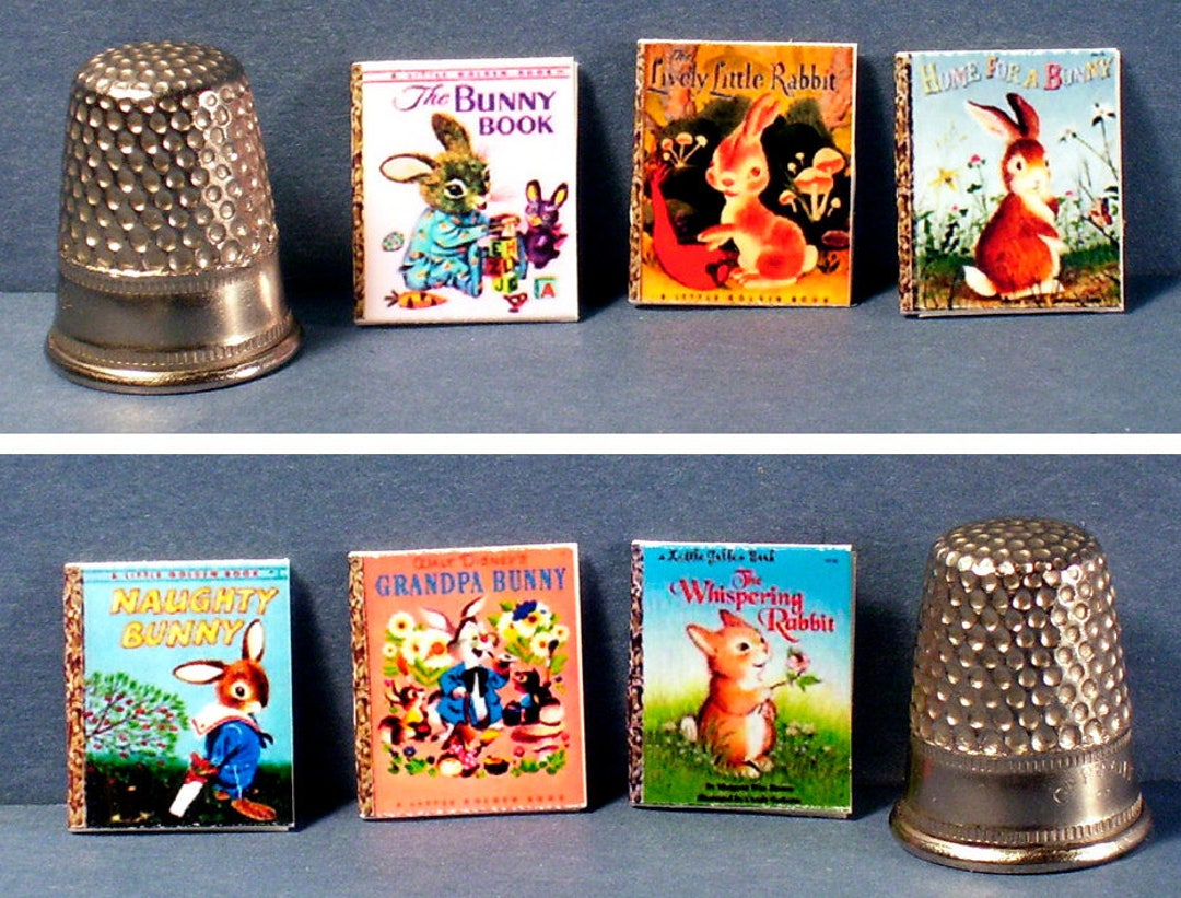 Bunny Rabbits - 6 Little Golden Books - Dollhouse Miniature - 1:12 ...