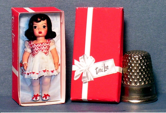 Dollhouse Miniature 1:12 scale Terri Lee Doll Box brunette Dollhouse girl 
