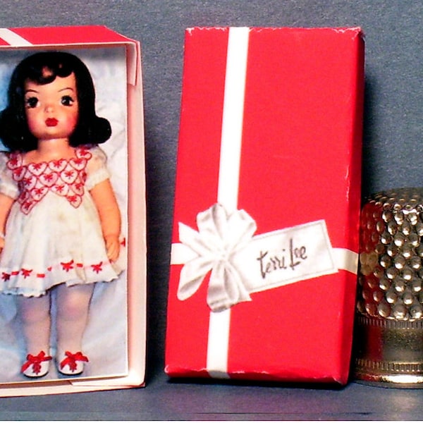 Terri Lee Doll Box - Brunette -  Dollhouse Miniature - 1:12 Scale - Dollhouse Accessory - 1950s Dollhouse girl -PLEASE read the description!