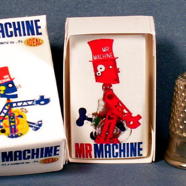 Mr Machine Toy Box - Dollhouse Miniature - 1:12 scale - Dollhouse accessory - 1960s Dollhouse Mister Machine robot toy box - Dollhouse robot