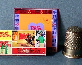 The Dating Game - Dollhouse Miniature 1:12 scale - Dollhouse Accessory- Game Box and Game Board - 1960s retro Dollhouse girl TV Dating Game