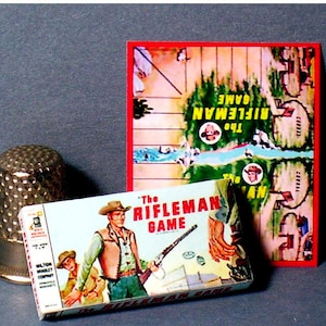 The Rifleman Game 1959 - Dollhouse Miniature 1:12 scale - Dollhouse Accessory - Game Box and Game Board -  1950s 1960s Dollhouse Cowboy game