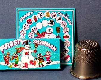 Frosty The Snowman Game - Dollhouse Miniature  1:12 scale - Dollhouse Accessory - Game Box and Game Board - Dollhouse Christmas Snowman Game