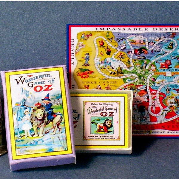 Wizard of Oz Wonderful Game of Oz - Dollhouse Miniature  1:12  Dollhouse Accessory - Game box & game board 1920s Dollhouse Wizard of Oz Game