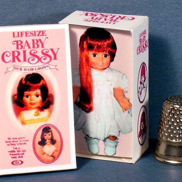 Baby Crissy Doll Box  -  Doll House Miniature  1:12 scale Dollhouse Accessory  Dollhouse girl nursery  -PLEASE read the description!