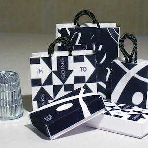 Saks 5th Avenue Shopping Bag and Gift Box Set - Dollhouse Miniature 1:12 scale - Dollhouse Accessory - Dollhouse bedroom, Christmas Birthday