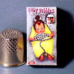 Baby Pebbles Flintstone Doll Box  -  Dollhouse Miniature - 1:12 scale - 1960s Dollhouse girl baby  -PLEASE read the description!