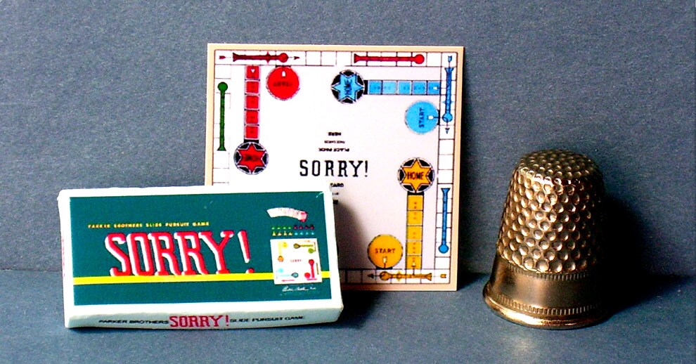 Dollhouse Miniature Replica Sorry Board Game & Box ~ BG006 