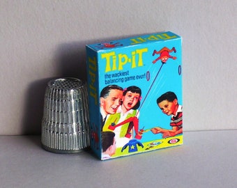 Tip-It Game Box - Doll House Miniature - 1:12 scale - Dollhouse accessory - 1960s Dollhouse game toy box - Miniature toy box replica