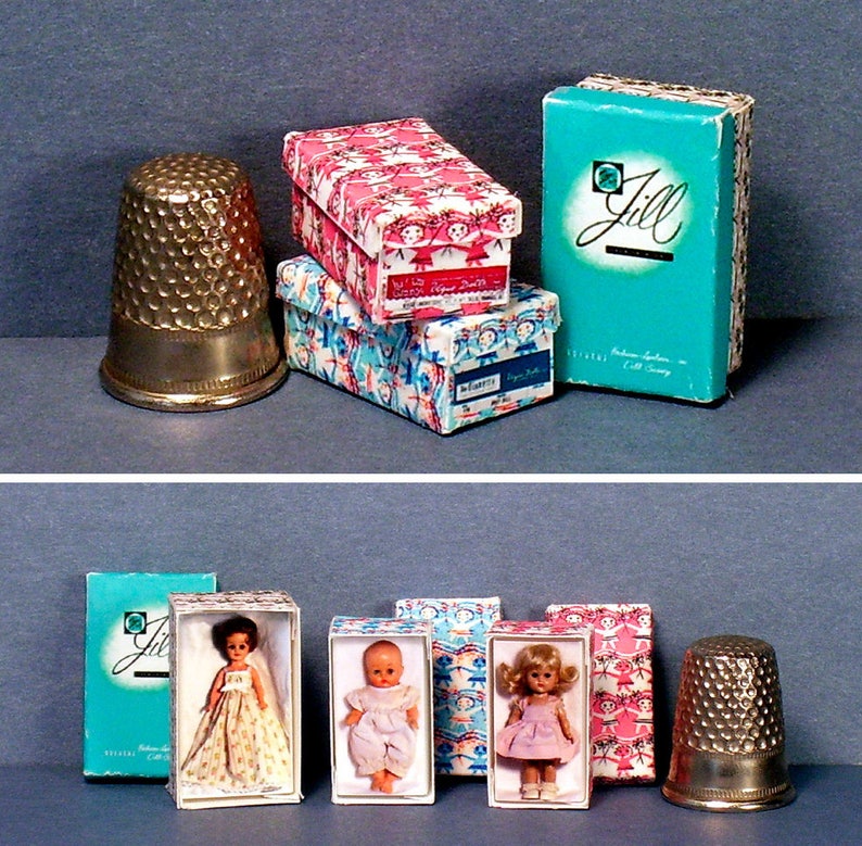 Jill, Ginny and Ginnette Doll Box Set Dollhouse Miniature 1:12 Set of 3 boxes 1950s retro Dollhouse PLEASE read the description image 3