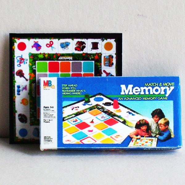 Partita e spostare Memory Game - Doll House Miniature - 01:12 replica in scala - Accessori casa delle bambole - miniatura gioco box - gioco giocattolo casa delle bambole del 1980
