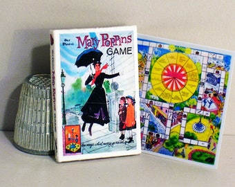 Mary Poppins Game 1964 - Dollhouse Miniature 1:12 scale Dollhouse Accessory - Game Box & Game Board - 1960s Dollhouse Disney movie girl game