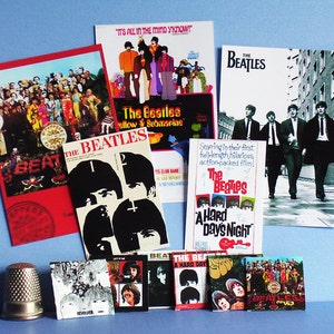 Beatles Album Covers & Posters for the Doll House - Doll House Miniature 1:12 scale - Dollhouse Accessory - Beatles music wall art 60s teen