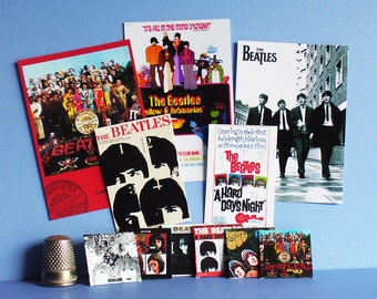 Beatles Album Covers & Posters for the Doll House - Doll House Miniature 1:12 scale - Dollhouse Accessory - Beatles music wall art 60s teen