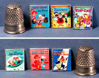 1960s Cartoon Covers -  6 Little Golden Books -  Dollhouse Miniature 1:12 scale  - Flintstones Jetsons Top Cat Hokey Wolf Yogi Bear more