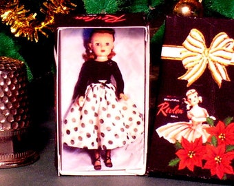 Miss Revlon Christmas Doll Box  -  Dollhouse Miniature  1:12 scale - Dollhouse Accessory - Dollhouse Christmas girl toy -  1950s Dollhouse