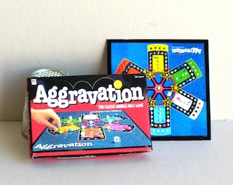 Aggravation Game - Dollhouse Miniature - 1:12 scale - Dollhouse accessory - Game Box and Game Board - 1980s Dollhouse game toy box