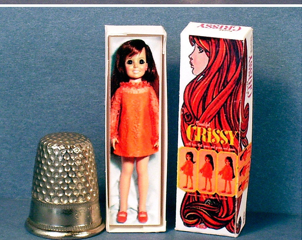 Dollhouse Miniature Size Baby Crissy Doll Toy Box