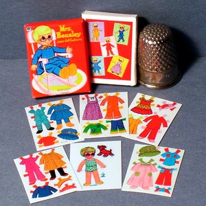 Mrs Beasley Paper Doll  - Doll House Miniature - 1:12 scale Dollhouse Accessory -  Paper doll and box - 1960s Dollhouse girl paper doll toy