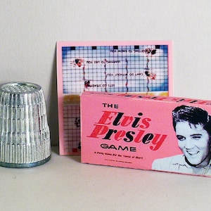 The Elvis Presley Game - Dollhouse Miniature 1:12 scale - Dollhouse Accessory - Game Box and Game Board - 1950s retro Dollhouse game toy