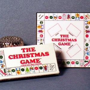 The Christmas Game - Dollhouse Miniature - 1:12 scale - Dollhouse Accessory - Game Box & Game Board - Dollhouse Christmas Accessory