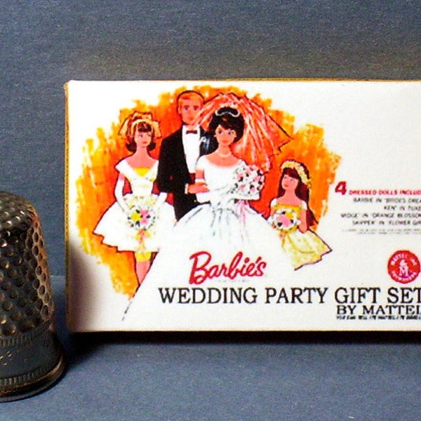 Barbie Wedding Party Gift Set Box -  Dollhouse Miniature - 1:12 scale - Dollhouse Accessory - 1960s Dollhouse -PLEASE read the description!