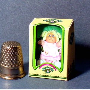 Cabbage Patch Kid Girl Doll Box  -  Dollhouse Miniature - 1:12 scale - 1980s Dollhouse baby nursery girl  -PLEASE read the description!