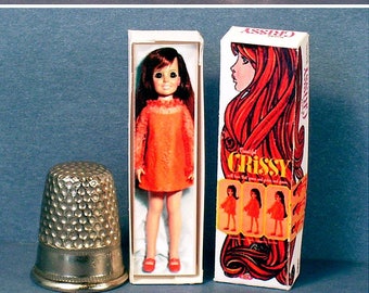 Crissy Doll Box  -  Dollhouse Miniature 1:12  - Dollhouse accessory - 1960s 1970s Mod Dollhouse Ideal Crissy -PLEASE read the description!