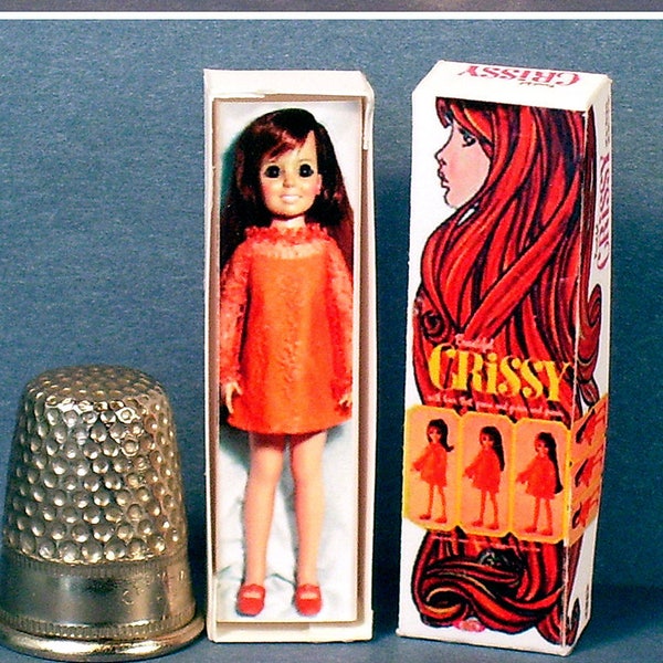 Crissy Doll Box  -  Dollhouse Miniature 1:12  - Dollhouse accessory - 1960s 1970s Mod Dollhouse Ideal Crissy -PLEASE read the description!