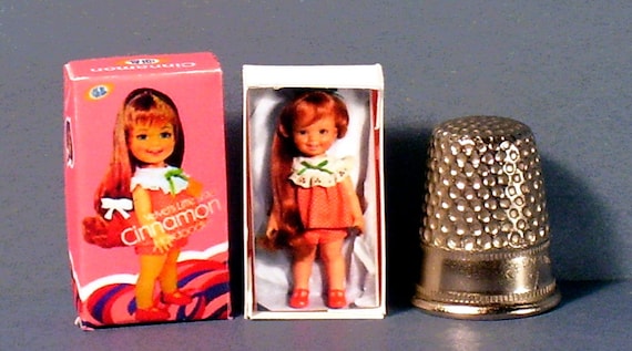 Cinnamon Doll Box  -  Dollhouse Miniature 1:12 scale  Dollhouse Accessory - 1970s Dollhouse girl -PLEASE read the description!