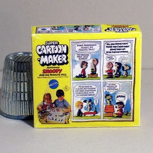 Peanuts Cartoon Maker Box - Dollhouse Miniature - 1:12 scale - Dollhouse Accessory -1960s 1970s Dollhouse toy box - Charlie Brown Snoopy