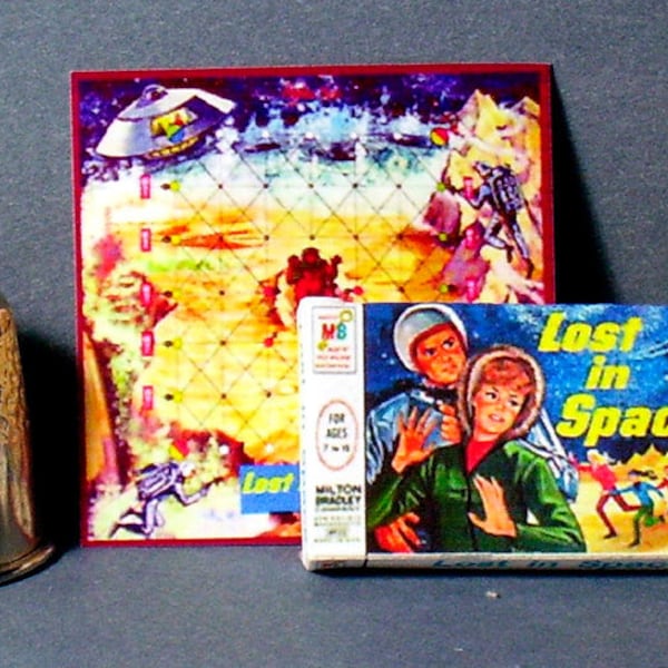 Lost in Space Game 1965 - Dollhouse Miniature - 1:12 scale -  Dollhouse Accessory - Game Box and Game Board - 1960s Dollhouse boy girl game