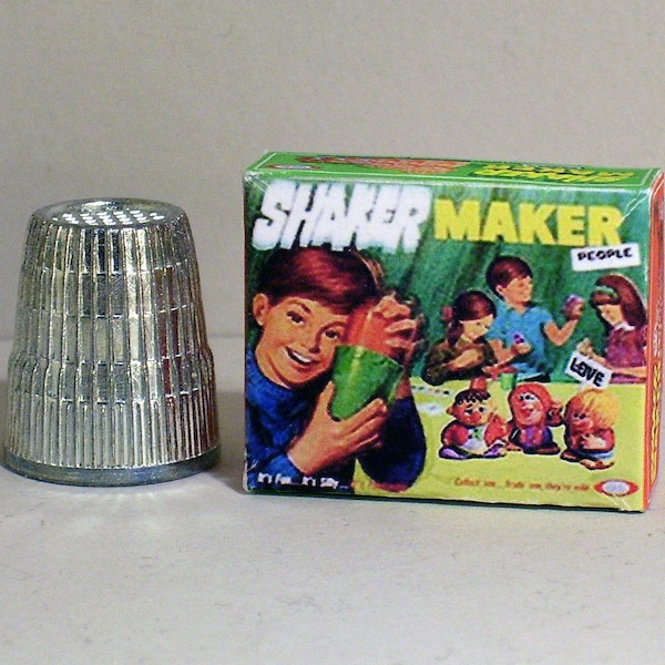 Shaker Maker People Box - Dollhouse Miniature  1:12 scale - Dollhouse Accessory - 1970s  Dollhouse Shaker Maker - Miniature toy box replica