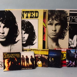 The Doors  -  6 Album Covers and 6 Posters  - Dollhouse Miniature 1:12 scale - Dollhouse Accessory - 1960s Dollhouse music - Jim Morrison