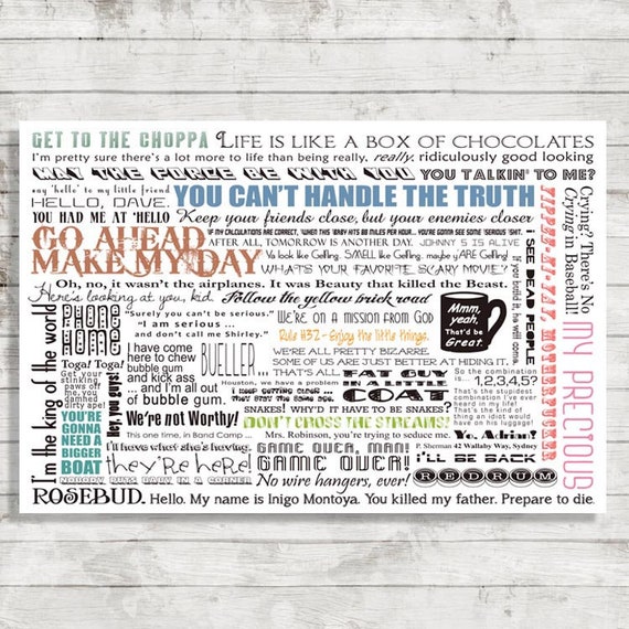 Movie Quotes Poster Wall Decor Movie Art Quotes Typography Theater Gift Black and White Print Instant Download Printable Art Etsy Canada