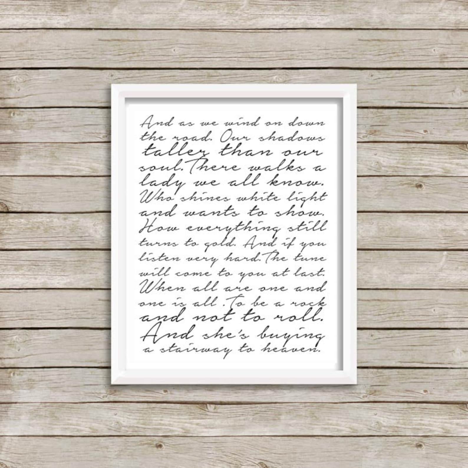 Stairway to Heaven Lyrics, Led Zepplin, Rock and Roll, Music, Wall ...