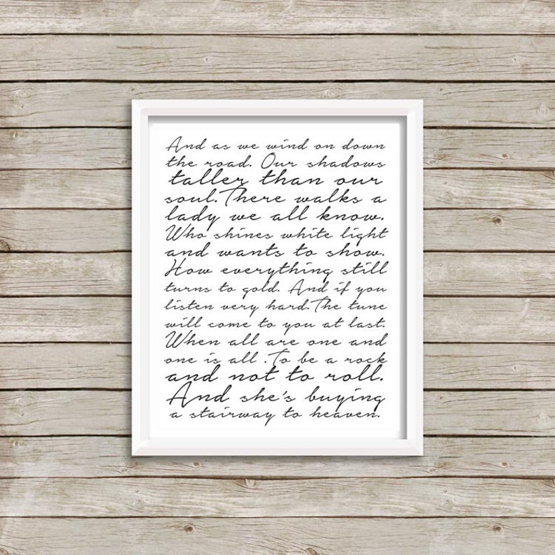 Stairway to Heaven Lyrics, Led Zepplin, Rock and Roll, Music, Wall ...