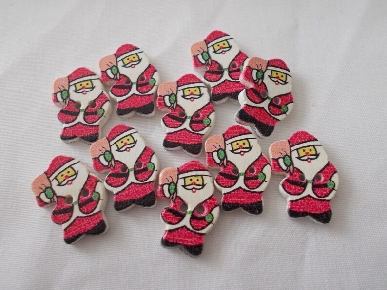 Santa buttons pack 10. Christmas Xmas snow novelty wooden Etsy