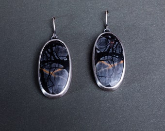 Picasso Jasper Silver Earrings